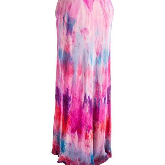 NEW long silk formal summer dress small red purple pink blue ombre painted blush - Picture 5 of 8